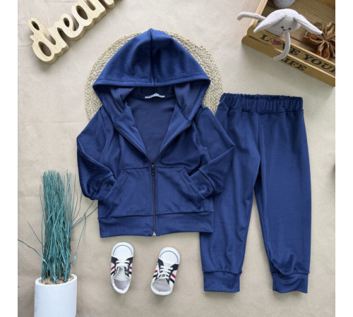костюм велюр зіп темно-синій